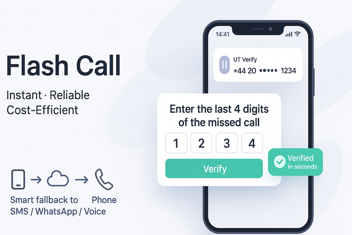 Flash Call — instant, reliable, cost-efficient phone number verification with smart fallback to SMS, WhatsApp and Voice